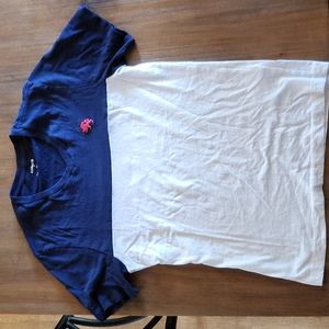 Men's Express V NECK XSMALL, White/Navy Blue